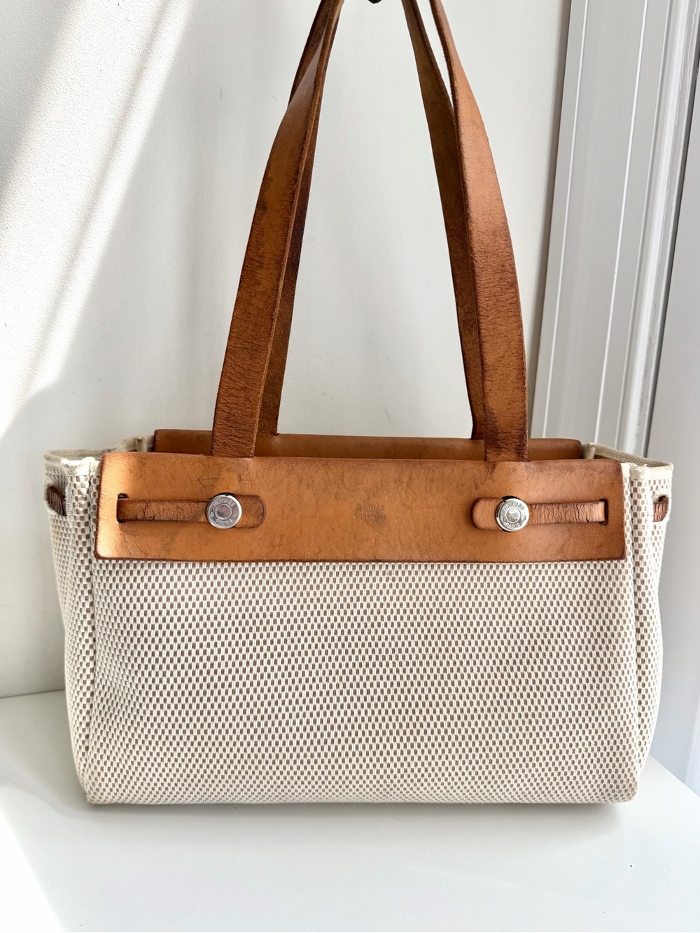 Authentic Hermes Herbag Cabas PM Tote Handbag